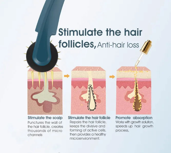 derma roller scalp sectioning guide with hair clips diagram