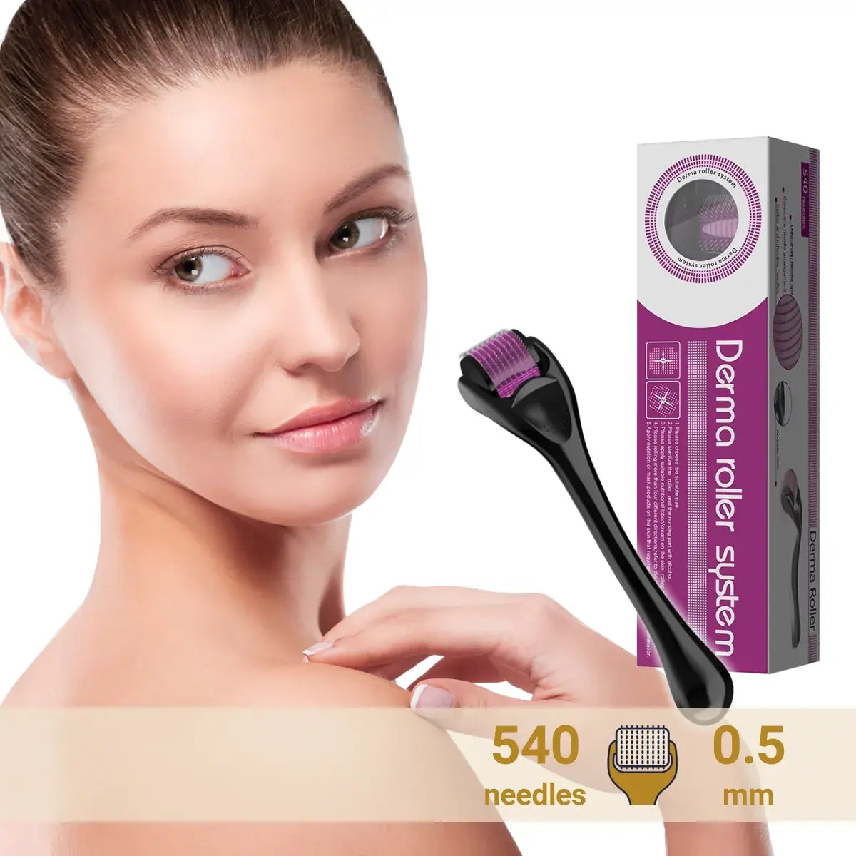 Professional 540 Titanium Microneedle Roller 0.75mm for Face, Hair Loss, Stretch Marks, Hair Regrowth - Derma Needling Kit with Case Professional 540 Titanium Microneedle Roller 0.75mm for Face, Hair Loss, Stretch Marks, Hair Regrowth - Derma Needling Kit with Case