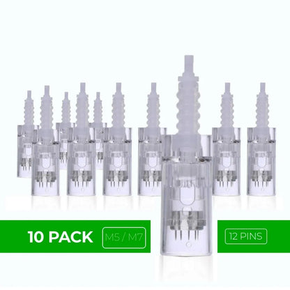 Dr. Pen Ultima M5 M7 Replacement Cartridges - (10 Pack) - 12 Pins Bayonet Slot - Disposable Replacement Parts