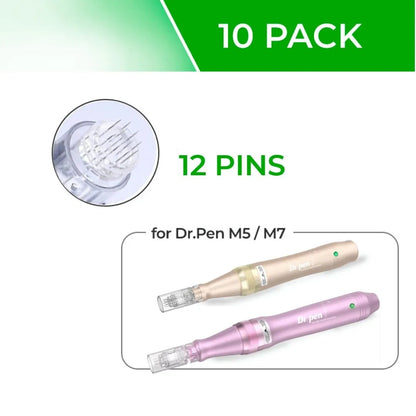 Dr. Pen M5 / M7 Cartridges - 10 Pack 12 Needles - Dr.Pen Authorized Distributor - Microneedling Pen