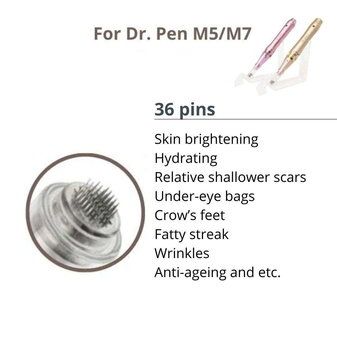 Dr. Pen Ultima M5 M7 Replacement Cartridges - (10 Pack) - 36 Pins Bayonet Slot - Disposable Replacement Parts