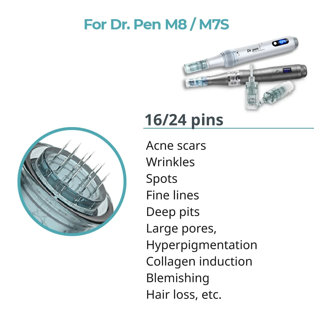 Dr. Pen M8 / M7S Cartridges - 16/24 Needles - Dr.Pen Authorized Distributor - Microneedling Pen