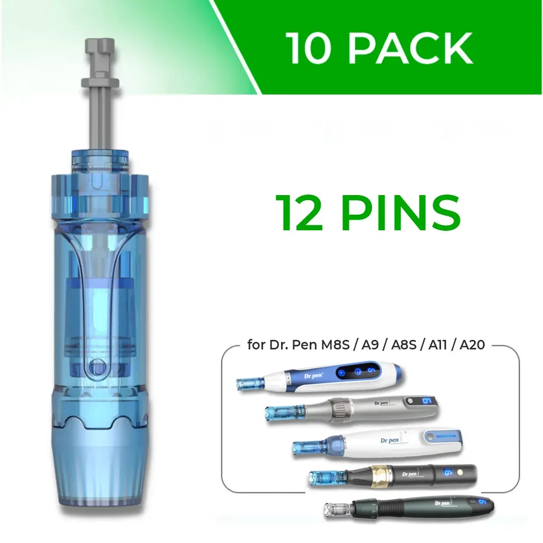 Dr. Pen M8S / A11 / A8S / A9 / A20 Cartridges - 10 Pack 12 Needles - Dr.Pen Authorized Distributor - Microneedling Pen