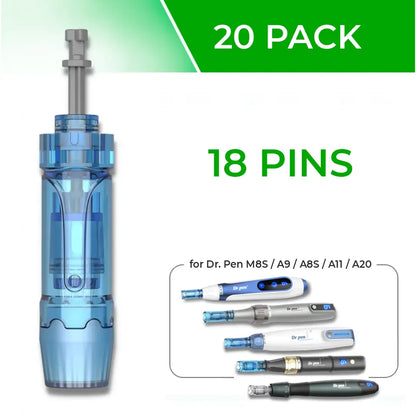 Dr. Pen M8S / A8S / A9 / A11 / A20 Cartridges - 20 Pack 18 Needles - Dr.Pen Authorized Distributor - Microneedling Pen