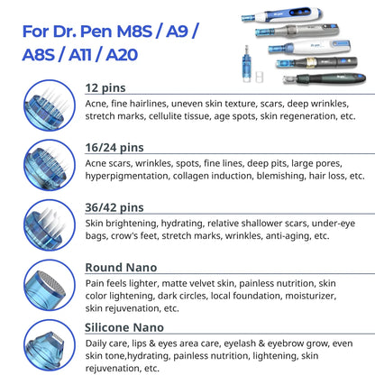Dr. Pen M8S / A11 / A8S / A9 / A20 Cartridges - Dr.Pen Authorized Distributor - Microneedling Pen