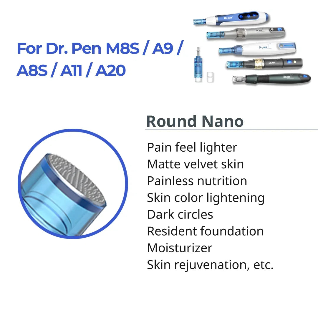 Dr. Pen M8S / A11 / A8S / A9 / A20 Cartridges - Round Nano Needles - Dr.Pen Authorized Distributor - Microneedling Pen