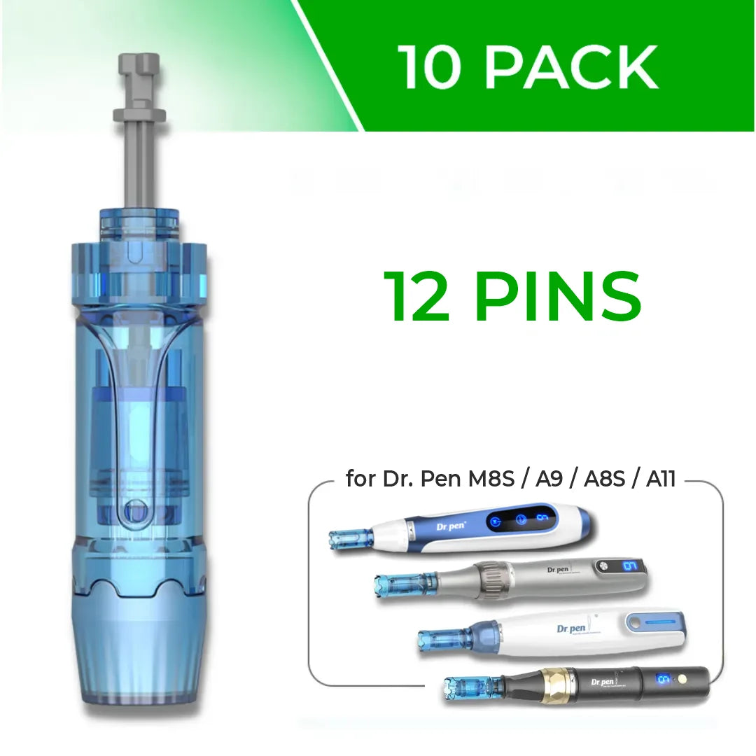 Dr. Pen M8S / A11 / A8S / A9 Cartridges - 10 Pack 12 Needles - Dr.Pen Authorized Distributor - Microneedling Pen