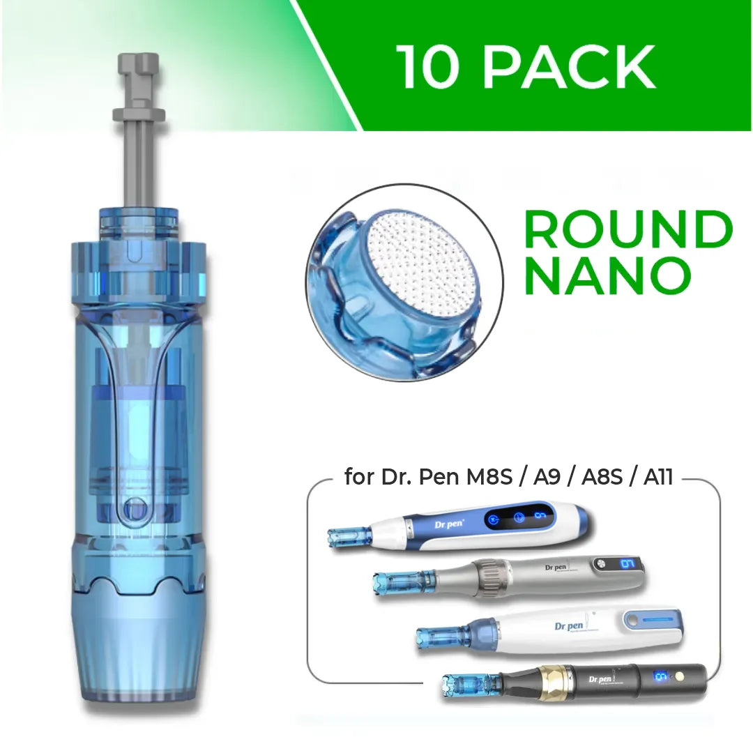 Dr. Pen M8S / A11 / A8S / A9 Cartridges - 10 Pack Round Nano Needles - Dr.Pen Authorized Distributor - Microneedling Pen