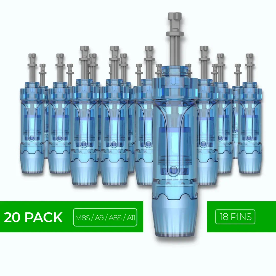 Dr. Pen M8S / A8S / A9 / A11 Cartridges - 20 Pack 18 Needles - Dr.Pen Authorized Distributor - Microneedling Pen