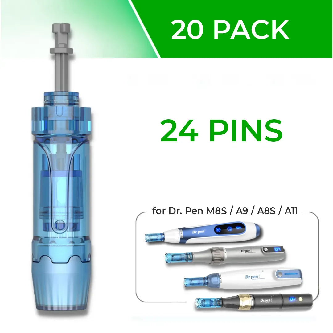 Dr. Pen M8S / A11 / A8S / A9 Cartridges - 20 Pack 24 Needles - Dr.Pen Authorized Distributor - Microneedling Pen