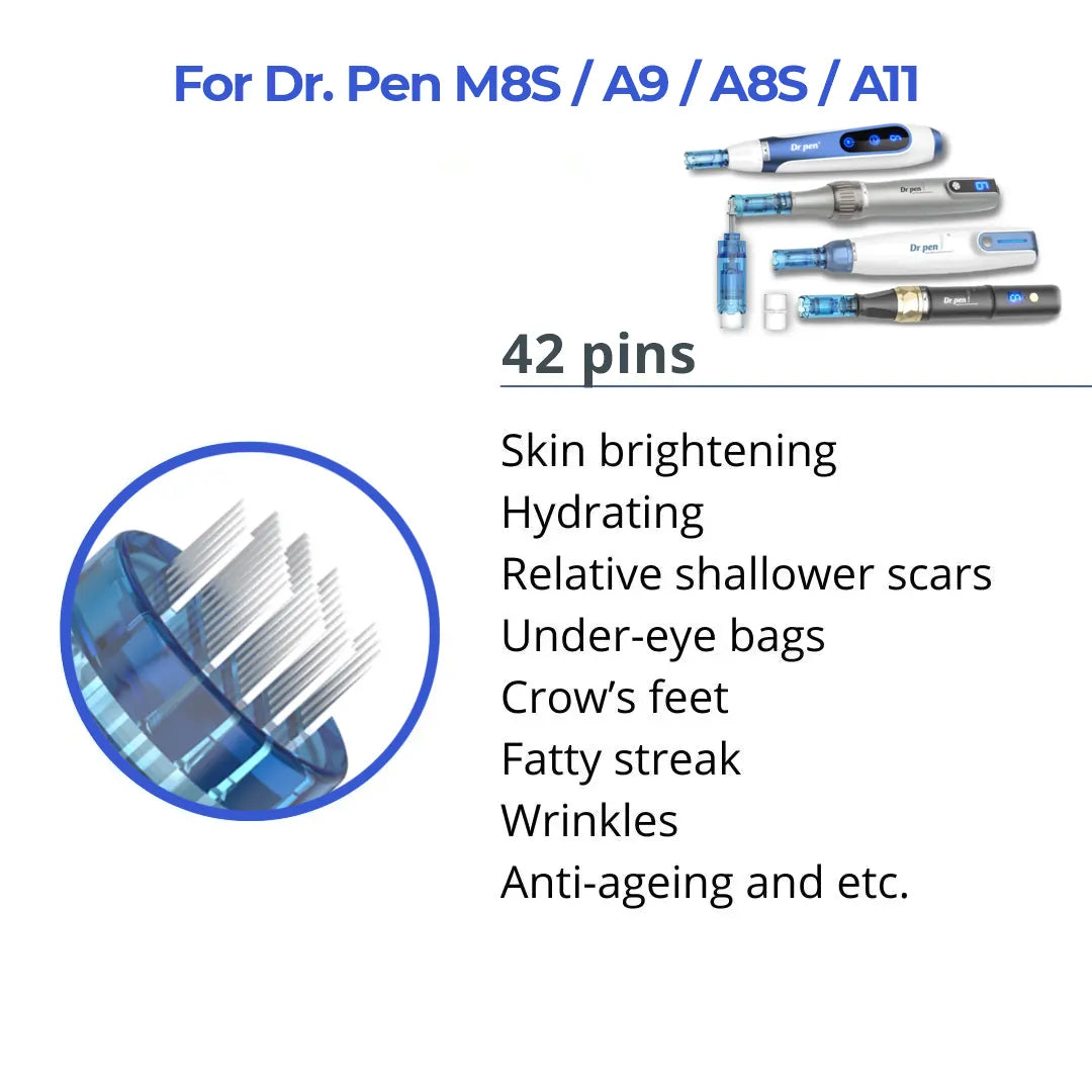 Dr. Pen M8S / A8S / A9 / A11 Cartridges - 42 Needles - Dr.Pen Authorized Distributor - Microneedling Pen