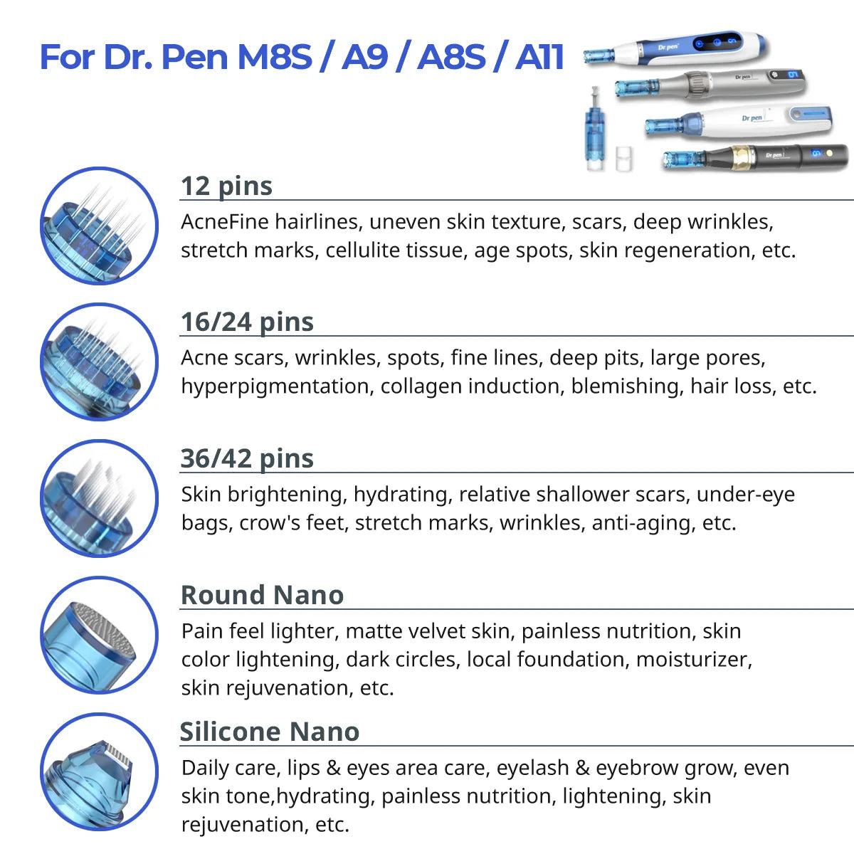 Dr. Pen M8S / A11 / A8S / A9 Cartridges - Dr.Pen Authorized Distributor - Microneedling Pen