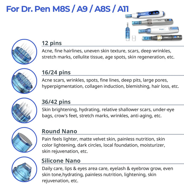 Dr. Pen M8S / A11 / A8S / A9 / A20 Cartridges - 20 Pack Silicone