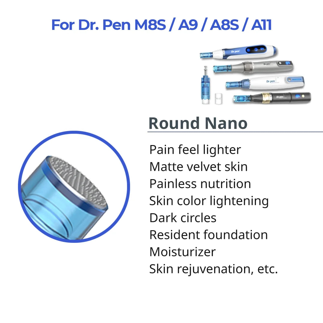 Dr. Pen M8S / A11 / A8S / A9 Cartridges - Round Nano Needles - Dr.Pen Authorized Distributor - Microneedling Pen