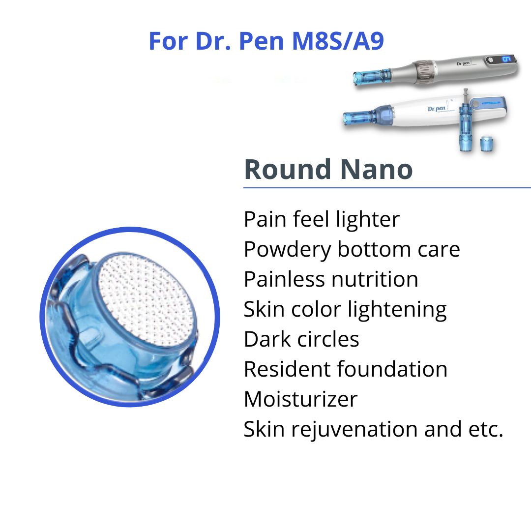 Dr. Pen Ultima A8S / M8S / A9 Replacement Cartridges - 10 Pack - Round Nano Pins Bayonet Slot - Authentic Dr Pen Disposable Replacement Parts
