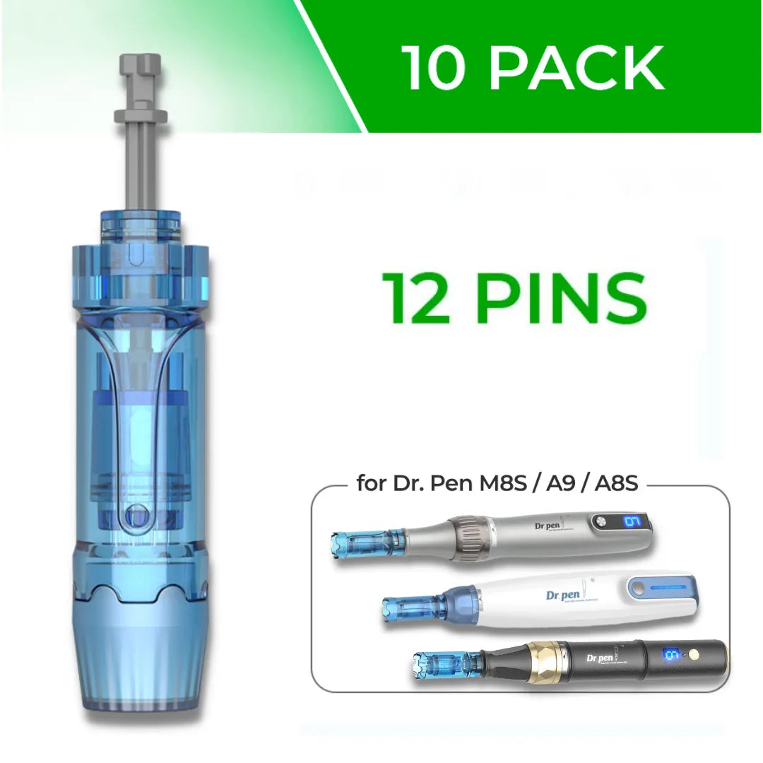 Dr. Pen M8S / A11 / A8S / A9 Cartridges - 10 Pack 12 Needles - Dr.Pen Authorized Distributor - Microneedling Pen