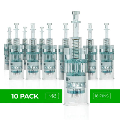 Dr. Pen Ultima M8 Replacement Cartridges - (10 Pack) - 16 Pins Bayonet Slot - Disposable Replacement Parts