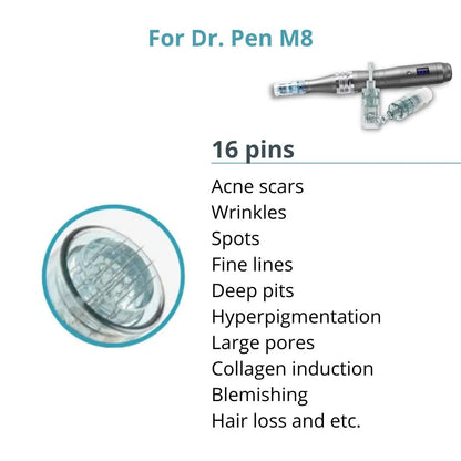 Dr. Pen M8 Cartridges - 10 Pack 16 Needles - Dr.Pen Authorized Distributor - Microneedling Pen