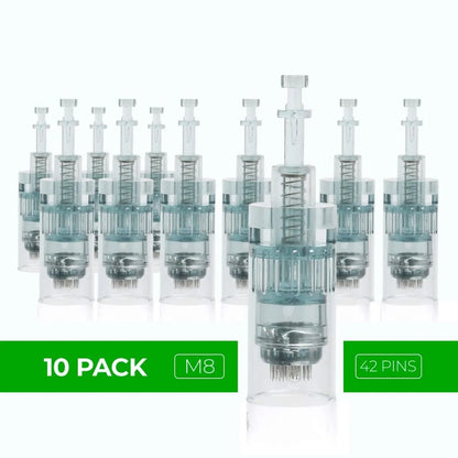 Dr. Pen Ultima M8 Replacement Cartridges - (10 Pack) - 42 Pins Bayonet Slot - Disposable Replacement Parts