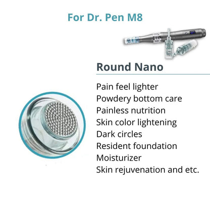 Dr. Pen M8 Cartridges - 10 Pack Round Nano Needles - Dr.Pen Authorized Distributor - Microneedling Pen