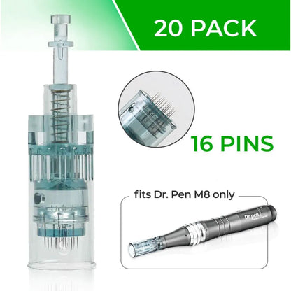 Dr. Pen M8 Cartridges - 20 Pack 16 Needles - Dr.Pen Authorized Distributor - Microneedling Pen