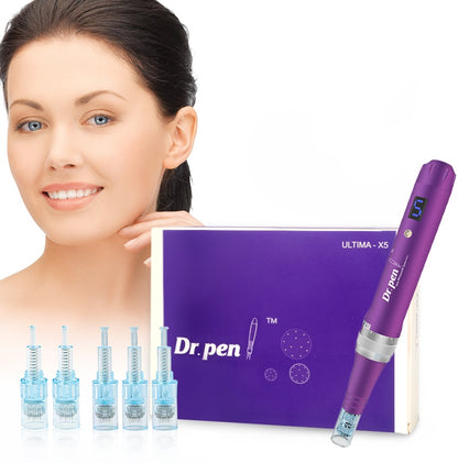 Dr. Pen Ultima X5 Professional Kit - Authentic Multi-function Electric Wireless Beauty Pen - Skin Care Kit for Face and Body - 12pins x2 + 36pins x3 Cartridge