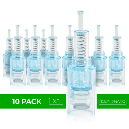 Dr. Pen X5 Cartridges - 10 Pack Round Nano Needles - Dr.Pen Authorized Distributor - Microneedling Pen