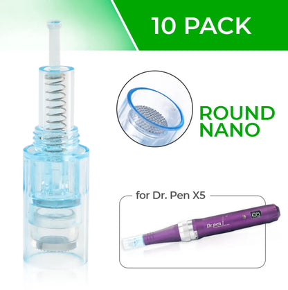 Dr. Pen X5 Cartridges - 10 Pack Round Nano Needles - Dr.Pen Authorized Distributor - Microneedling Pen