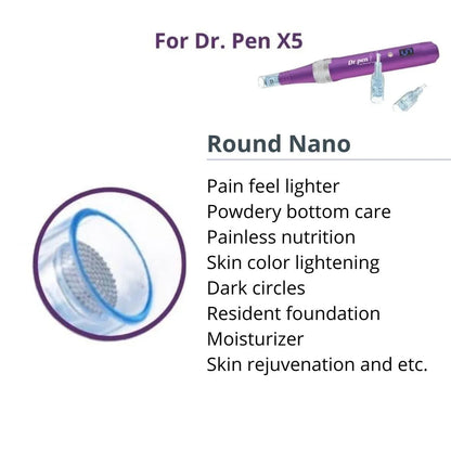 Dr. Pen X5 Cartridges - 10 Pack Round Nano Needles - Dr.Pen Authorized Distributor - Microneedling Pen