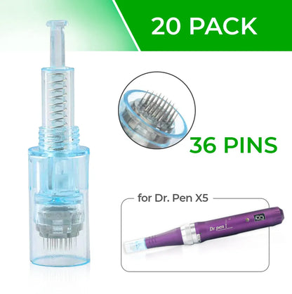 Dr. Pen Ultima X5 Replacement Cartridges - (20 PACK) - 36 Pins Bayonet Slot - Disposable Replacement Parts