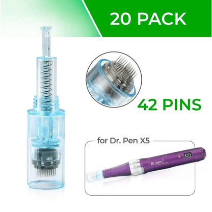 Dr. Pen Ultima X5 Replacement Cartridges - (20 PACK) - 42 Pins Bayonet Slot - Disposable Replacement Parts